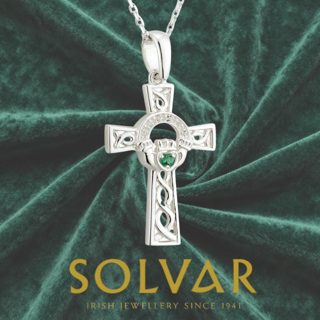Sterling Silver Claddagh and Celtic Cross Necklace