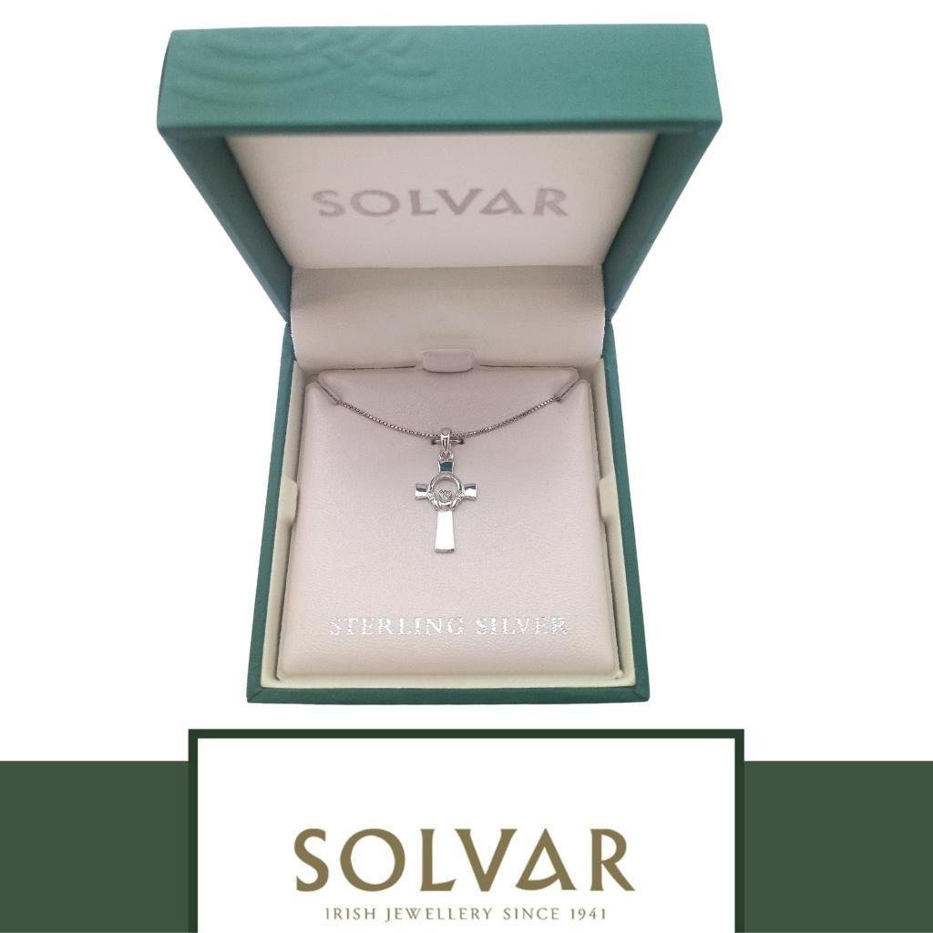 Sterling Silver Claddagh and Celtic Cross Necklace- Small