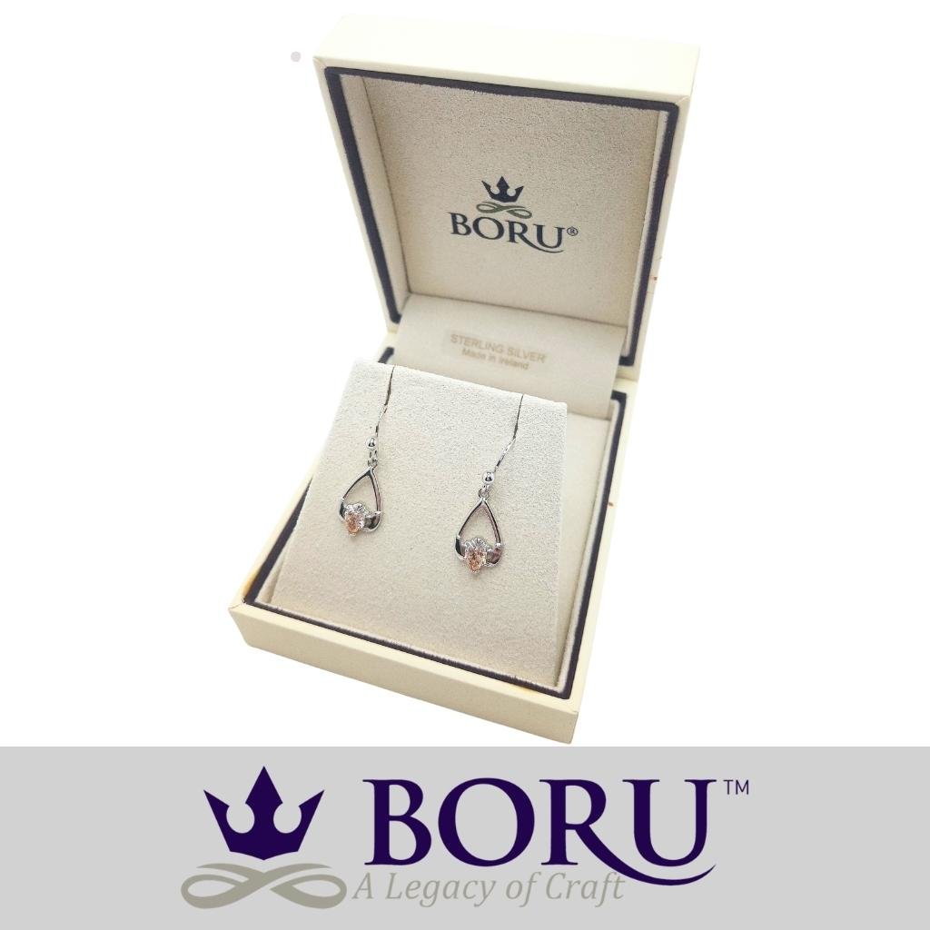 Sterling Silver Claddagh Birthstone Earrings