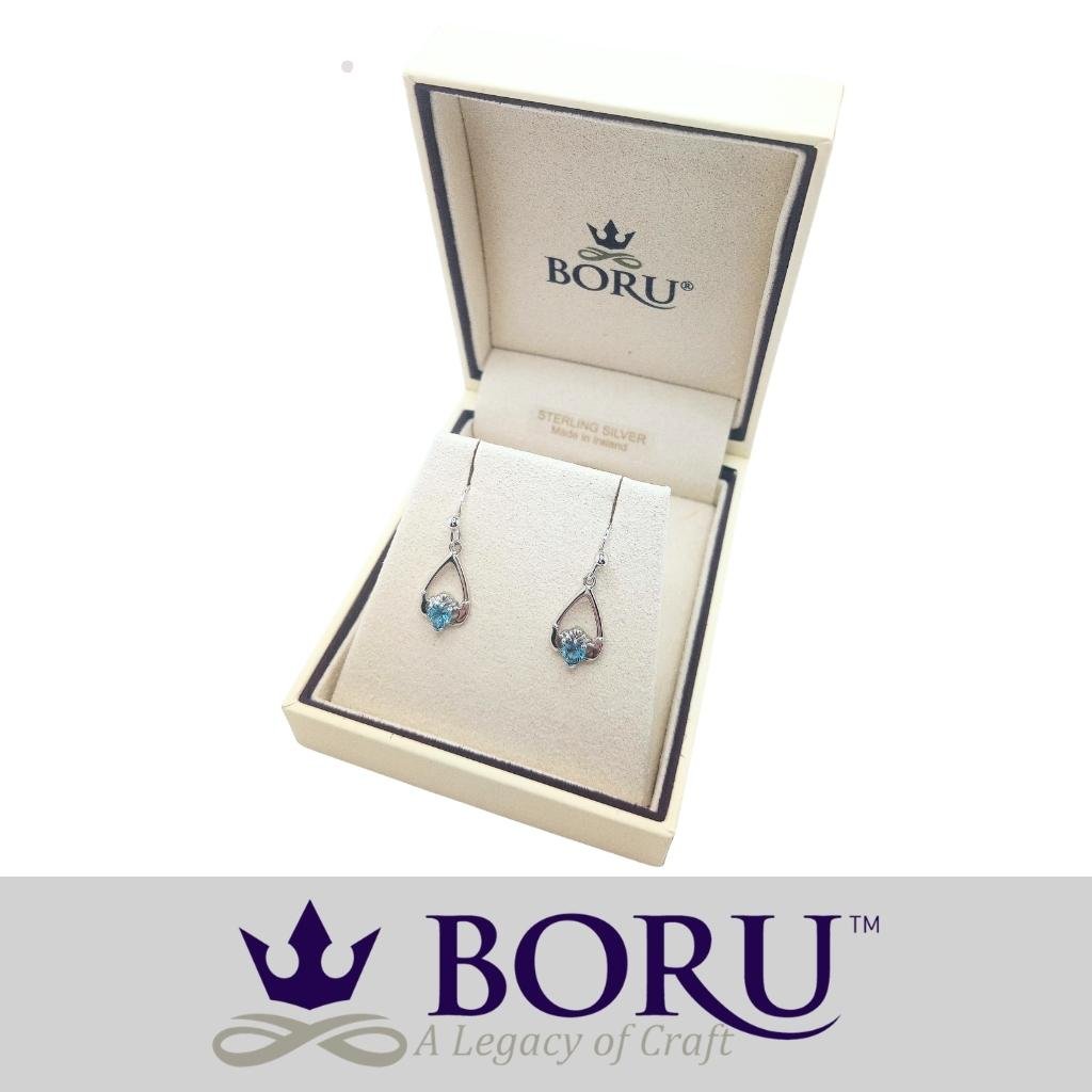 Sterling Silver Claddagh Birthstone Earrings