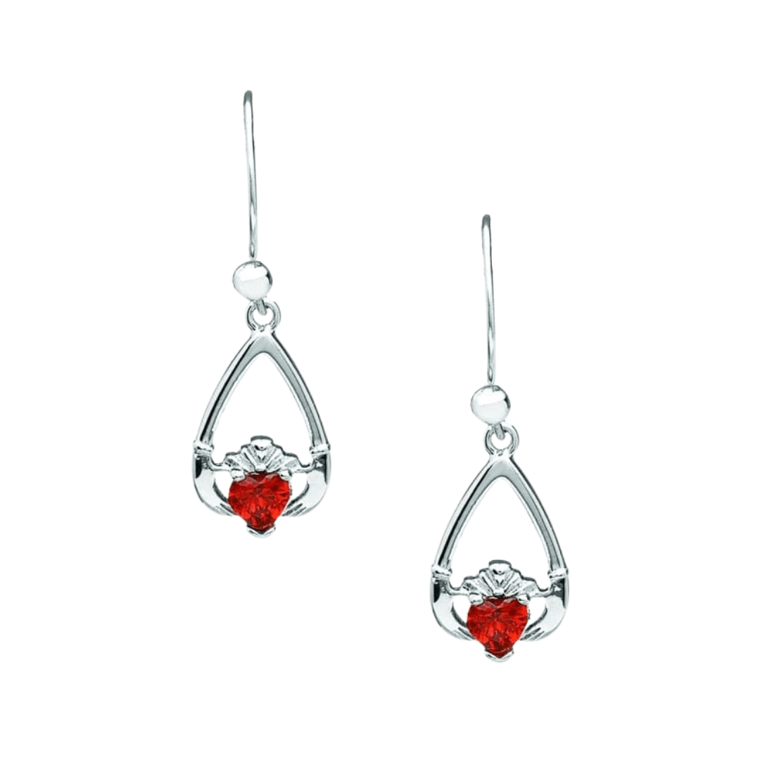 Sterling Silver Claddagh Birthstone Earrings - The Celtic Gift Store - Earrings