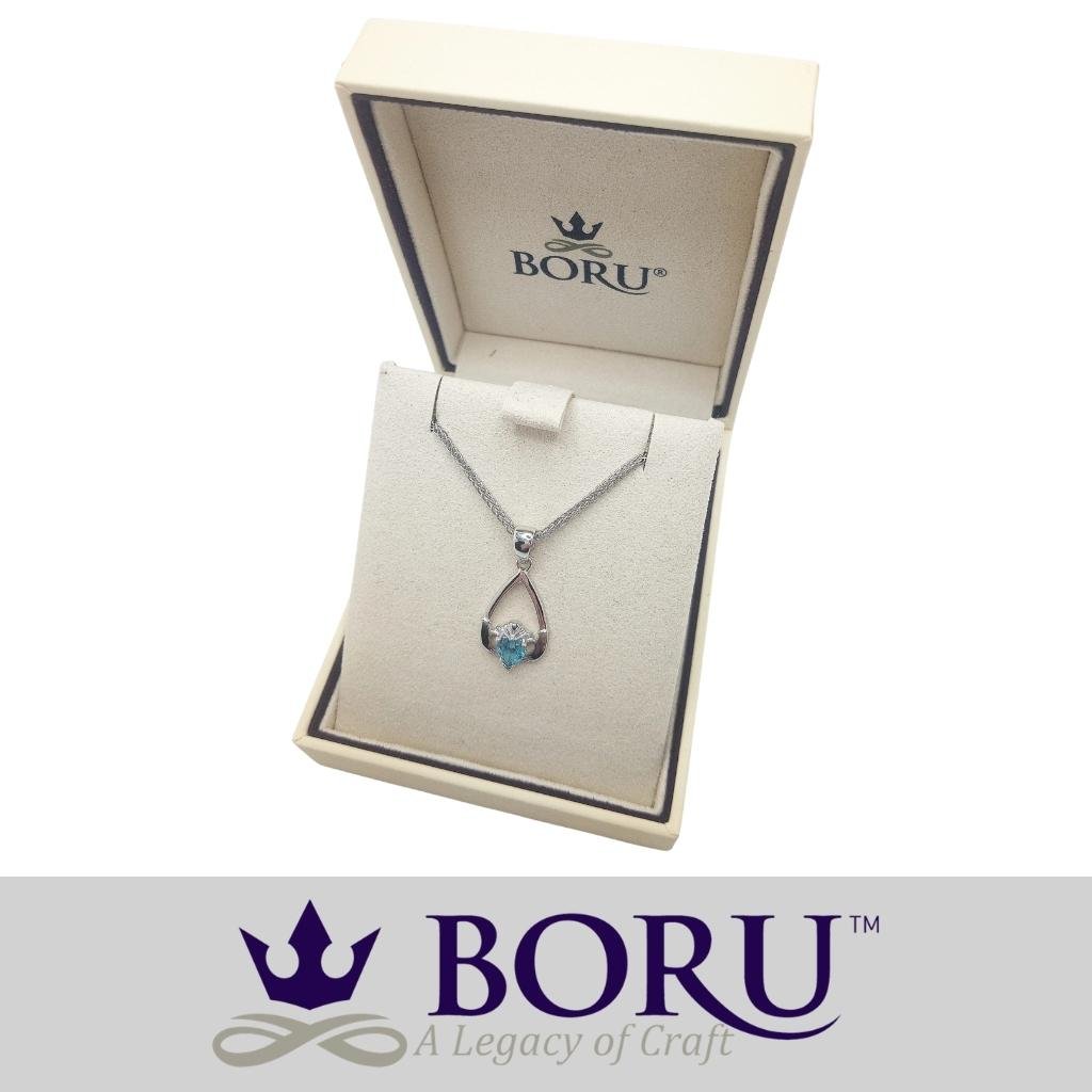 Sterling Silver Claddagh Birthstone Necklace