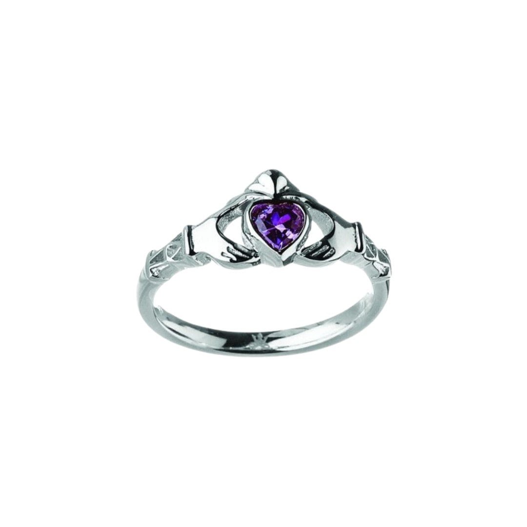 Sterling Silver Claddagh Birthstone Rings - The Celtic Gift Store - Rings