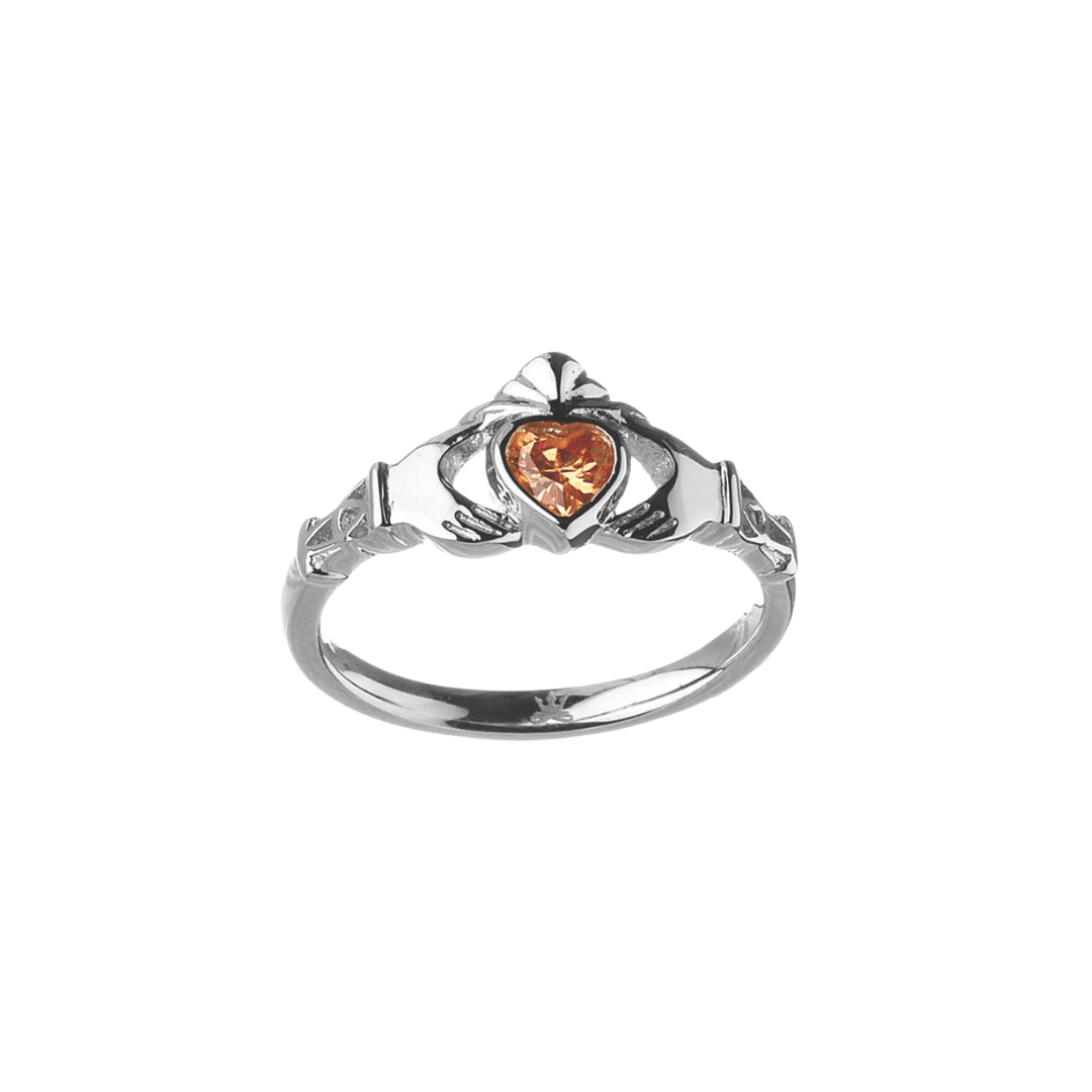 Sterling Silver Claddagh Birthstone Rings - The Celtic Gift Store - Rings