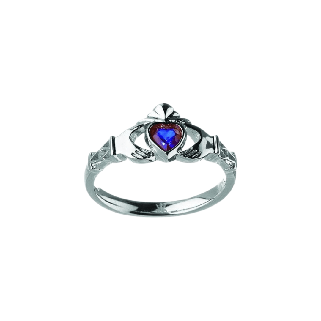 Sterling Silver Claddagh Birthstone Rings - The Celtic Gift Store - Rings