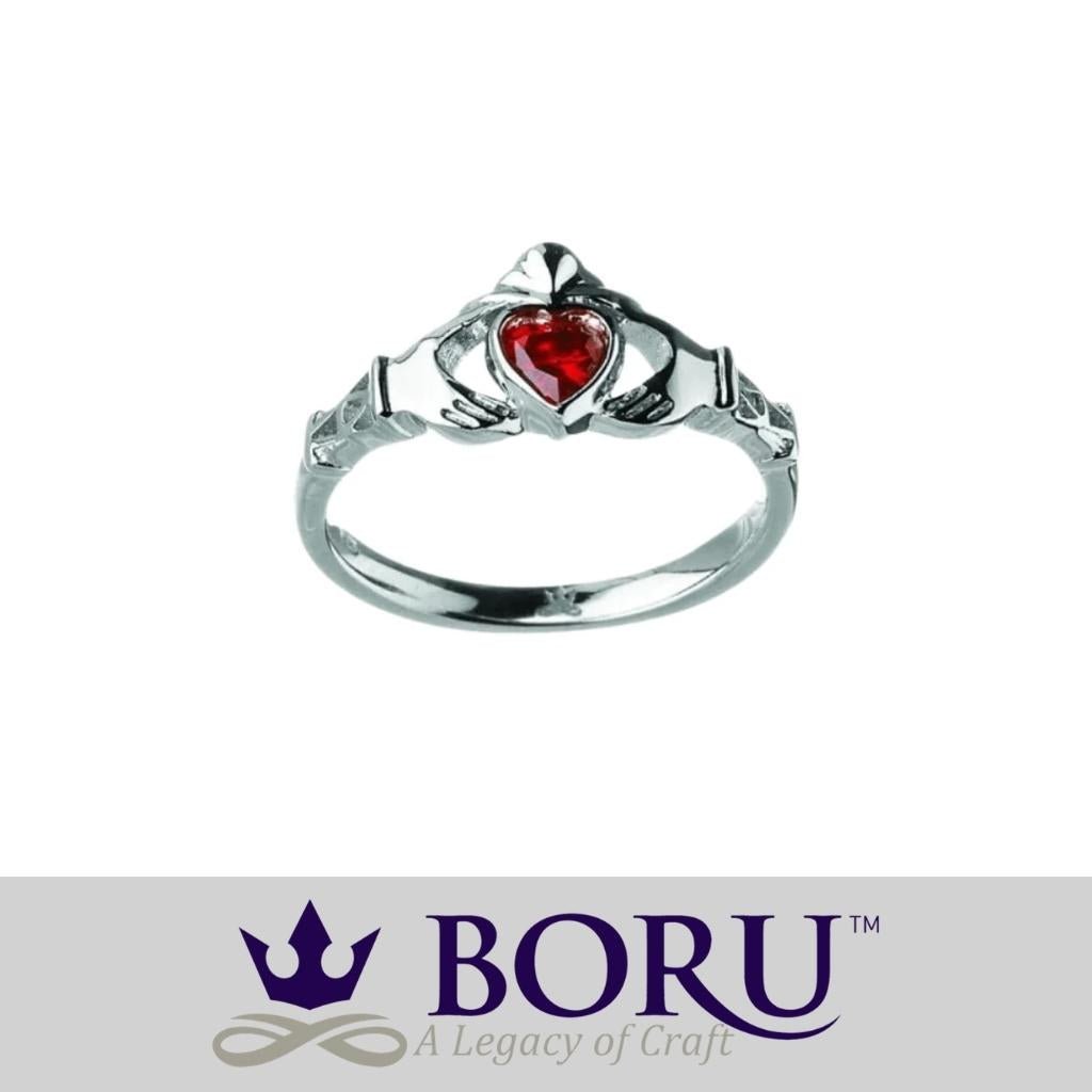 Sterling Silver Claddagh Birthstone Rings