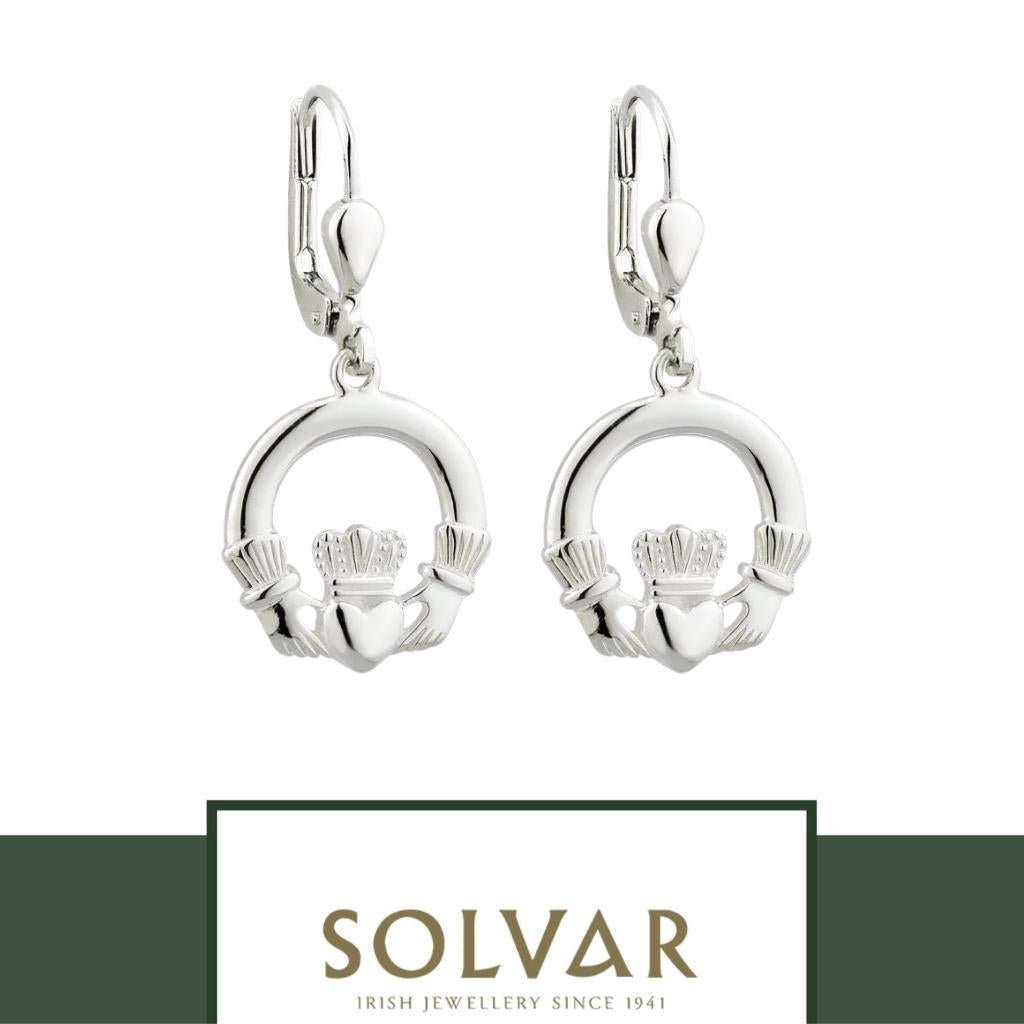 Sterling Silver Claddagh Drop Earrings