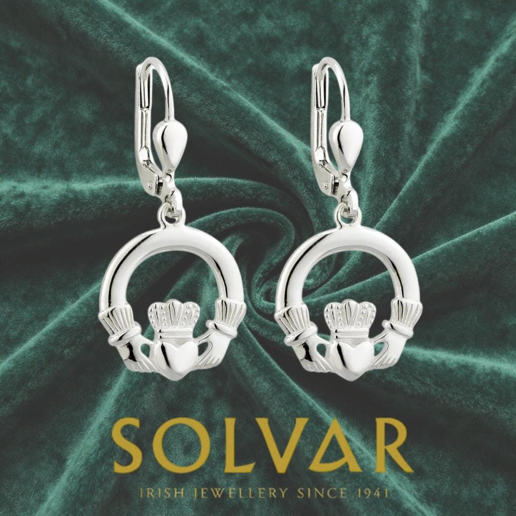 Sterling Silver Claddagh Drop Earrings