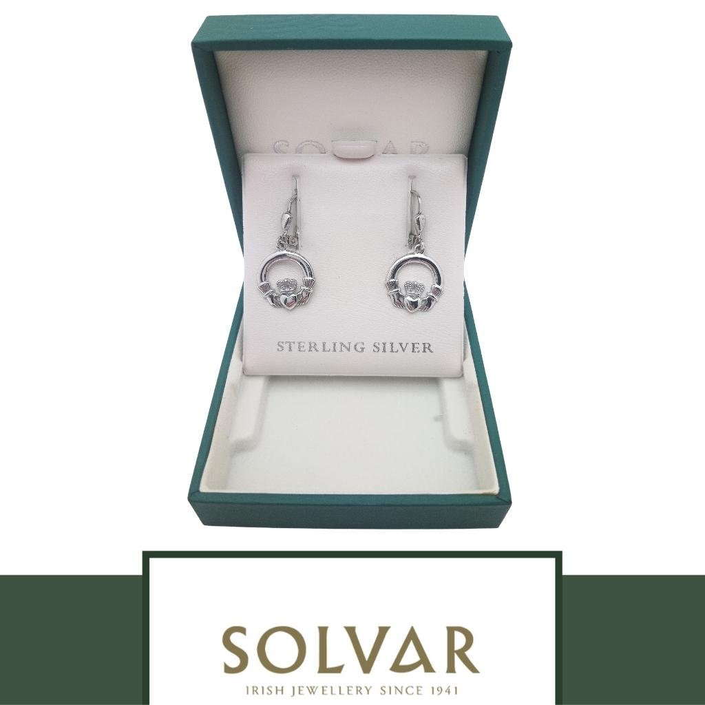 Sterling Silver Claddagh Drop Earrings