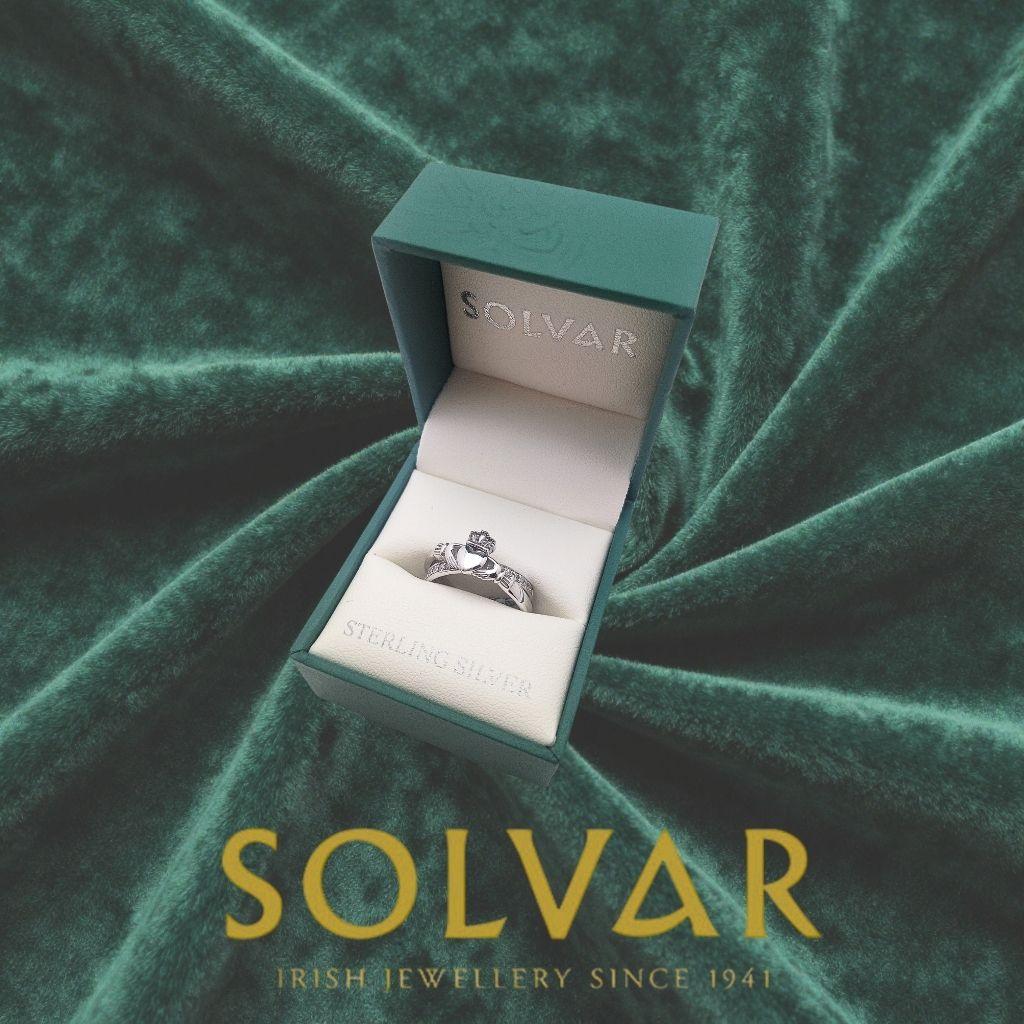 Sterling Silver Claddagh Kiss Ring with CZ