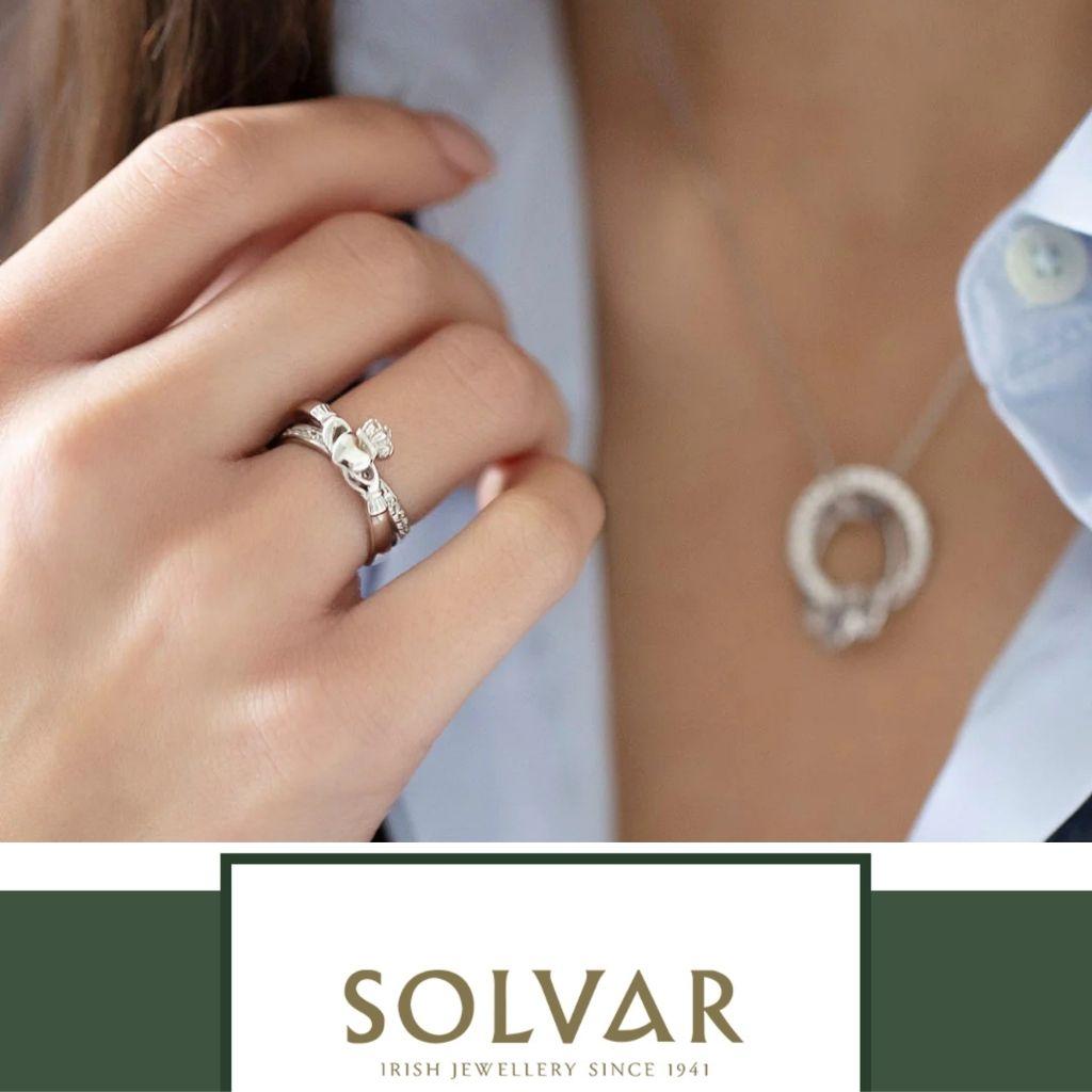 Sterling Silver Claddagh Kiss Ring with CZ