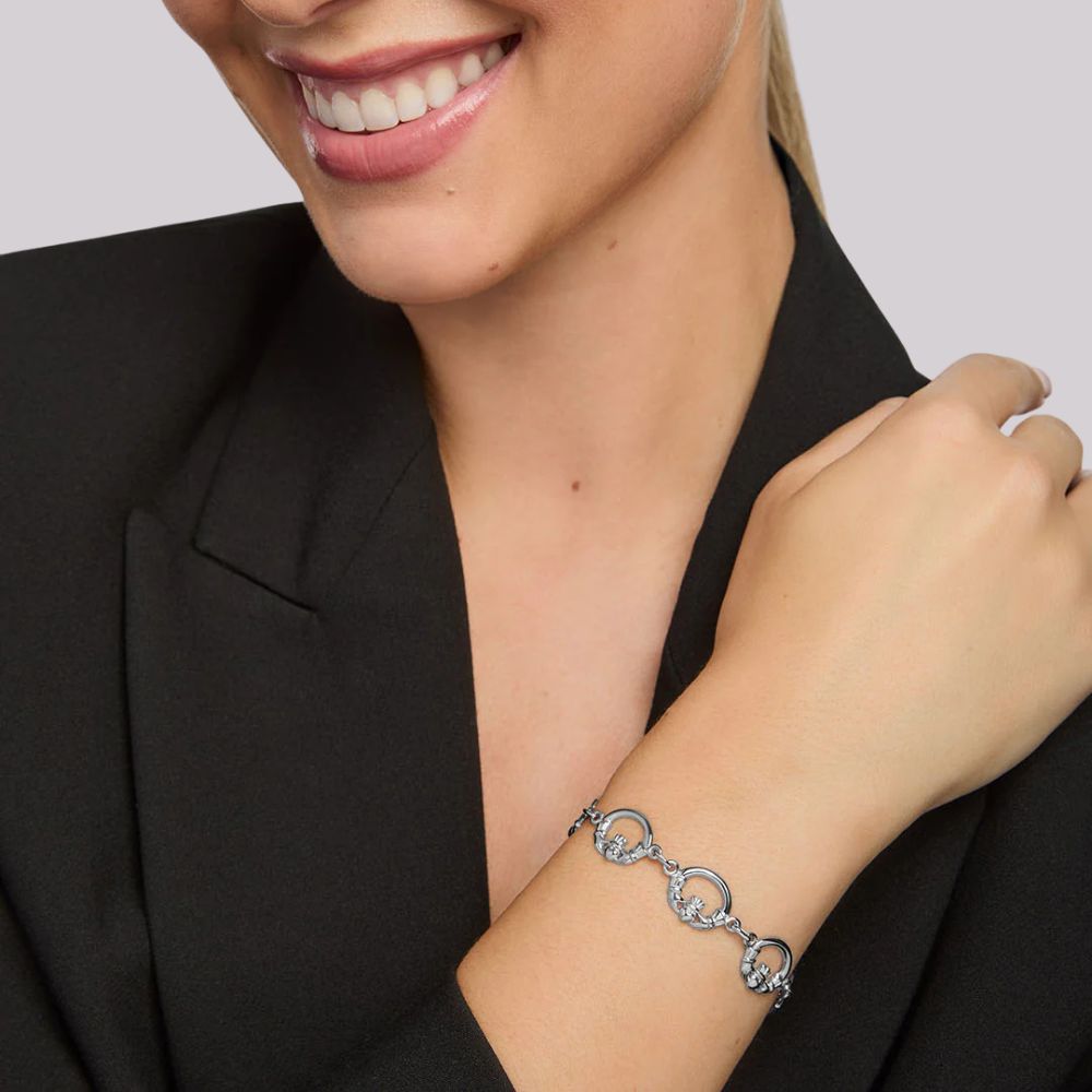 Sterling Silver Claddagh Link Bracelet