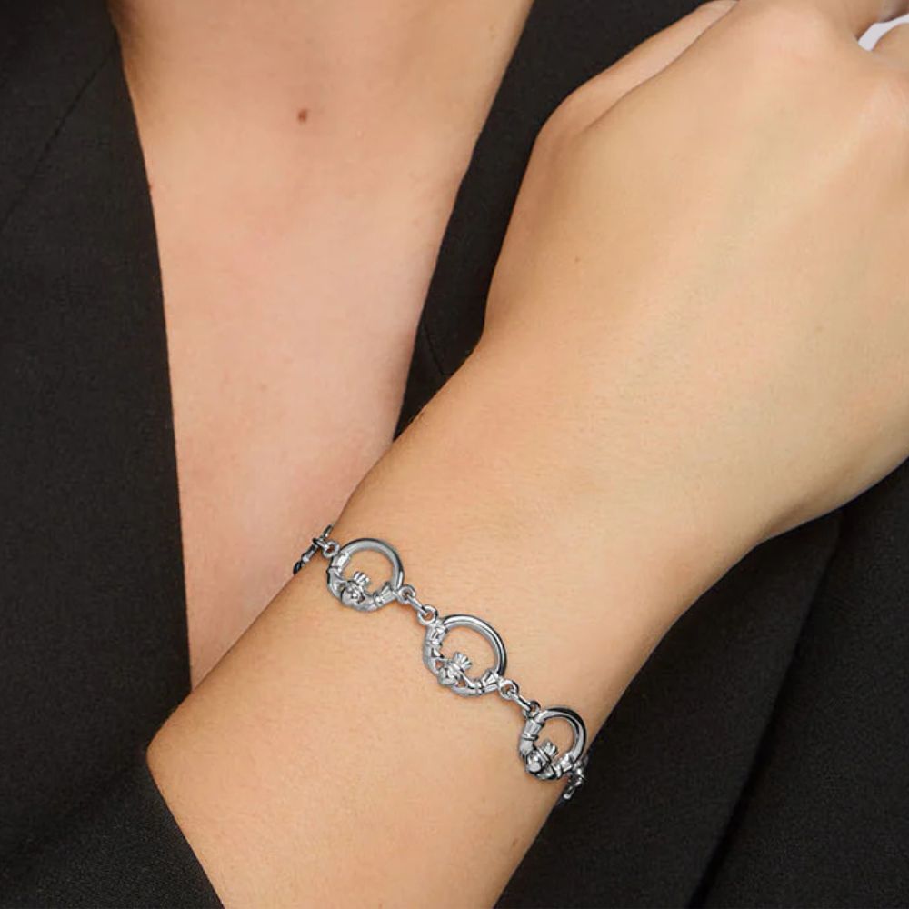 Sterling Silver Claddagh Link Bracelet