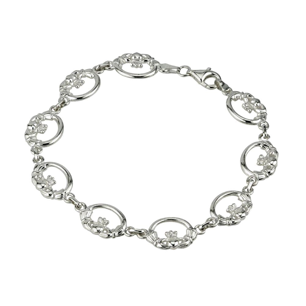 Sterling Silver Claddagh Link Bracelet - The Celtic Gift Store - bracelets