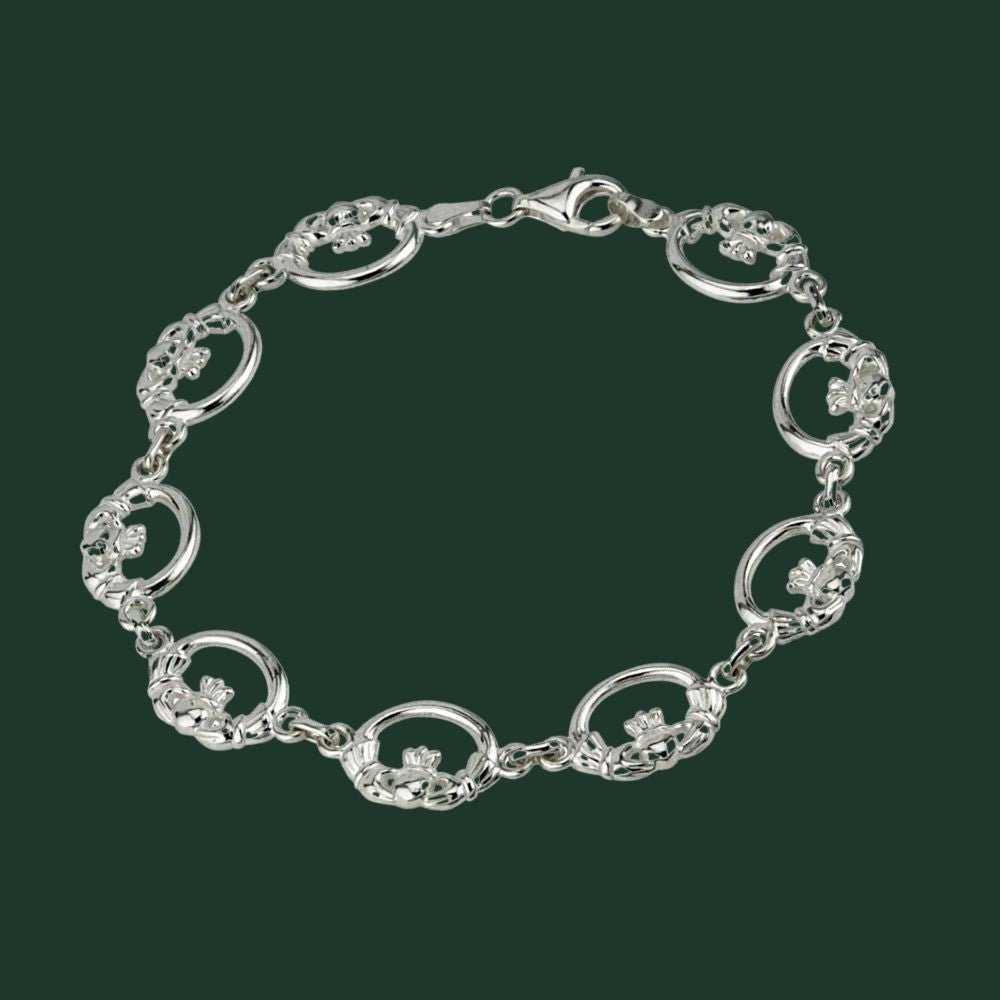 Sterling Silver Claddagh Link Bracelet