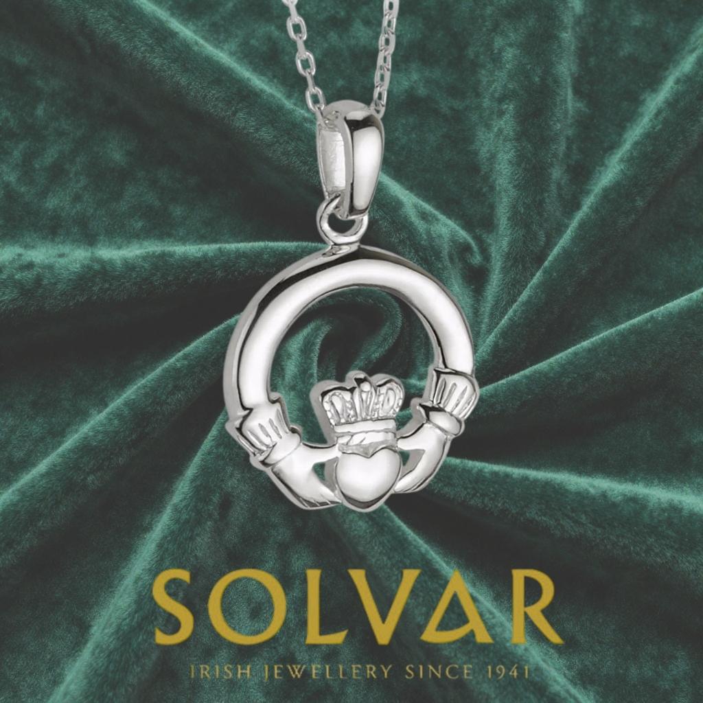 Sterling Silver Claddagh Necklace- Medium