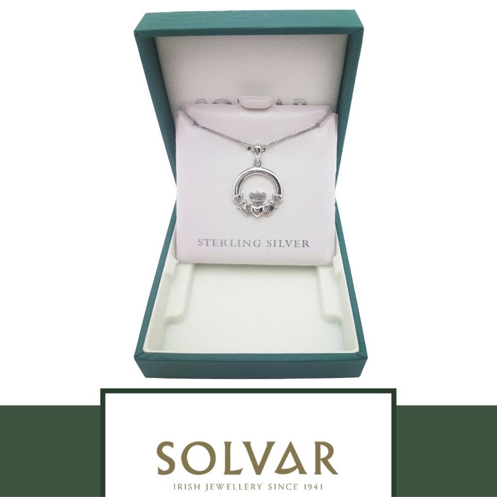 Sterling Silver Claddagh Necklace- Medium