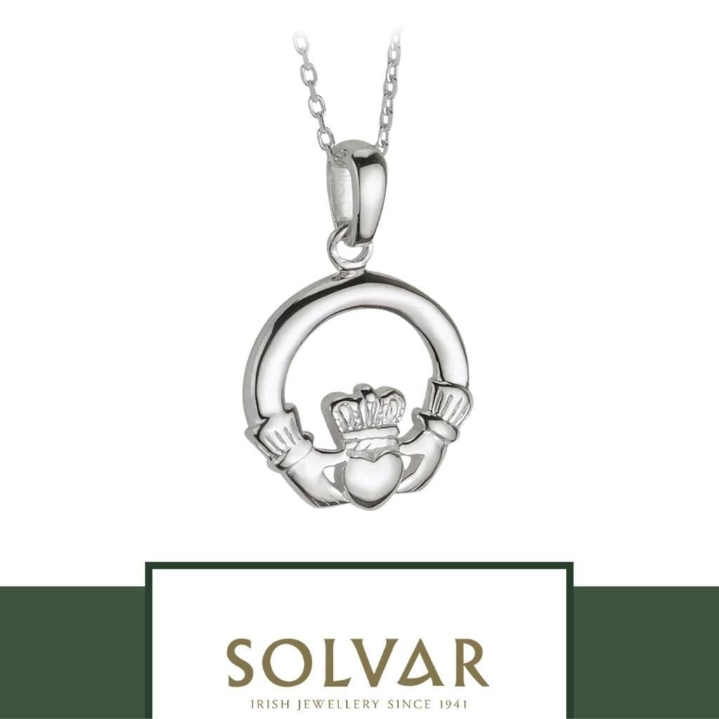 Sterling Silver Claddagh Necklace- Medium
