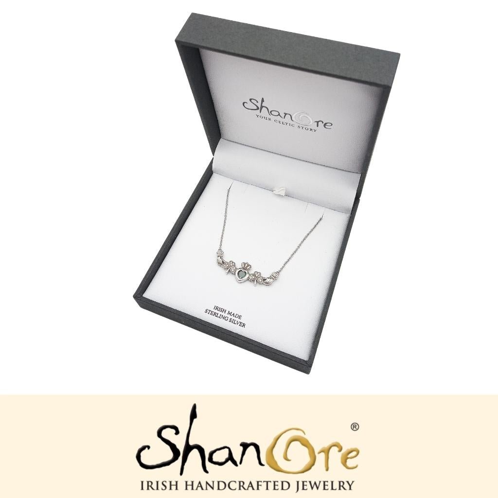 Sterling Silver Claddagh Shamrock Necklace