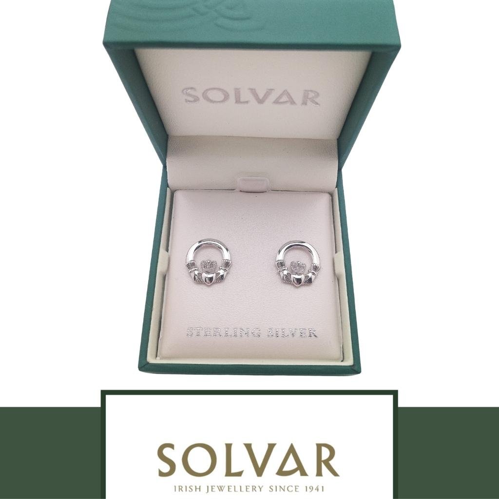 Sterling Silver Claddagh Stud Earrings