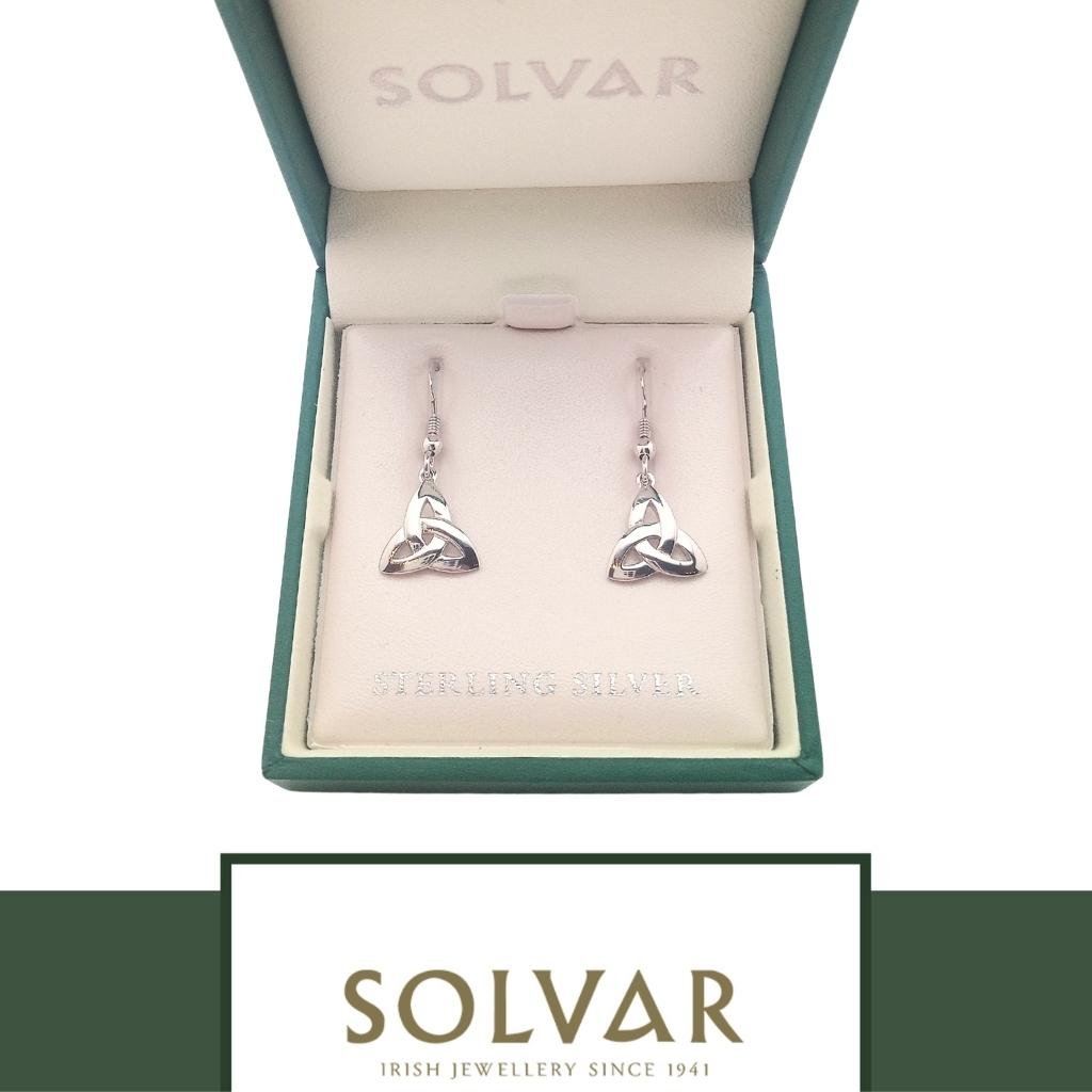 Sterling Silver Classic Trinity Knot Drop Earrings