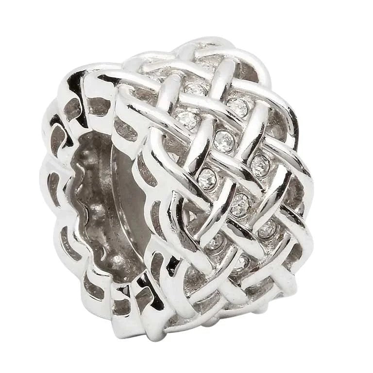 Sterling Silver Crystal Adorned Celtic Knot Bead - The Celtic Gift Store - Jewelry