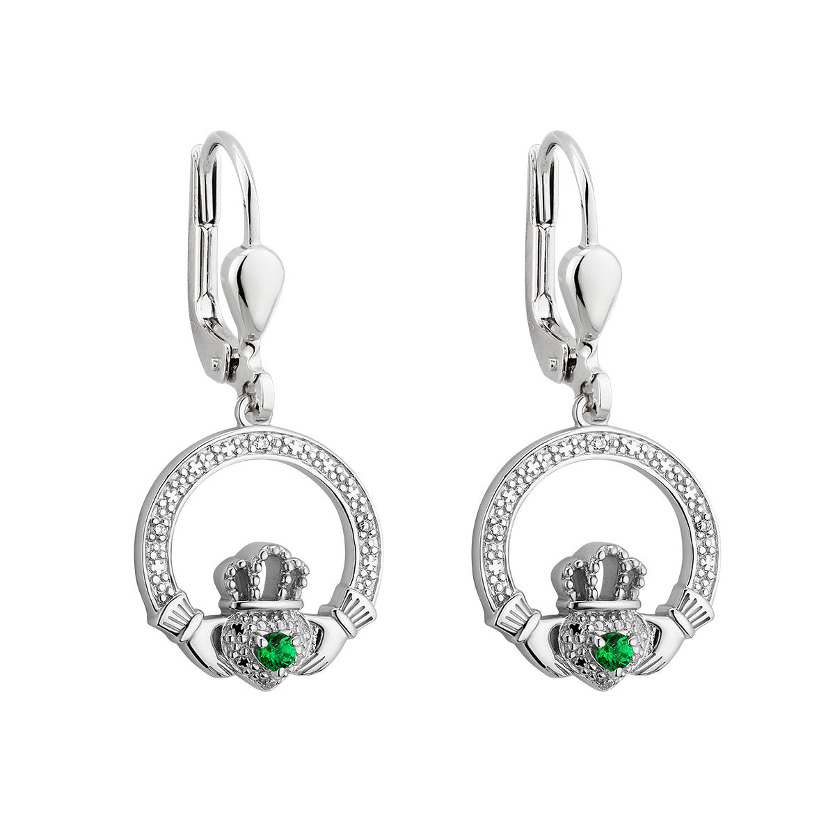 Sterling Silver Crystal Illusion Claddagh Drop Earrings - The Celtic Gift Store - Earrings