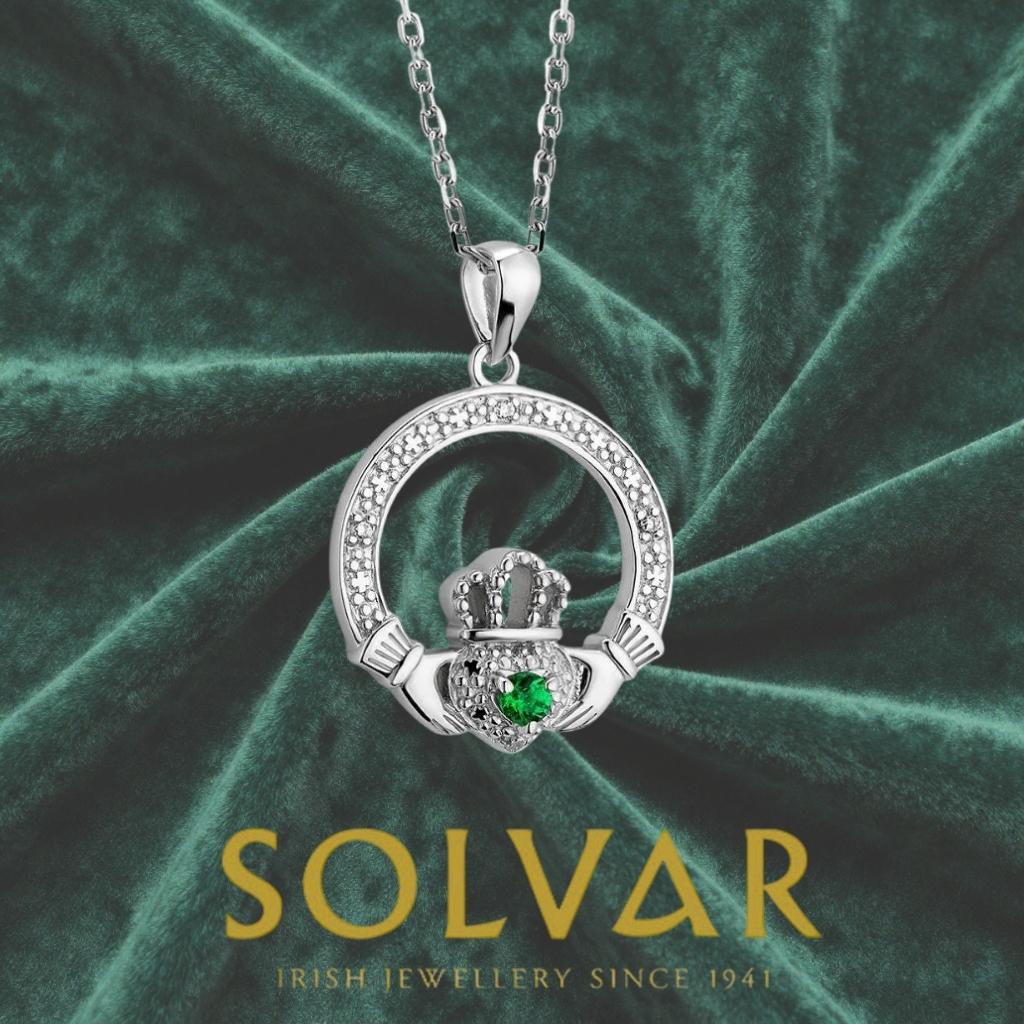 Sterling Silver Crystal Illusion Claddagh Necklace