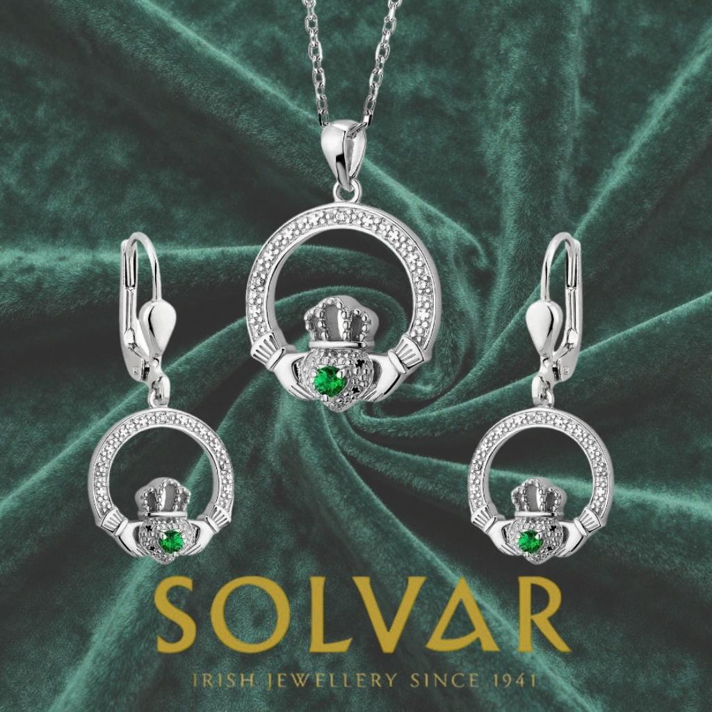 Sterling Silver Crystal Illusion Claddagh Necklace