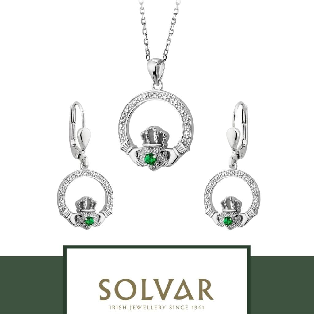 Sterling Silver Crystal Illusion Claddagh Necklace