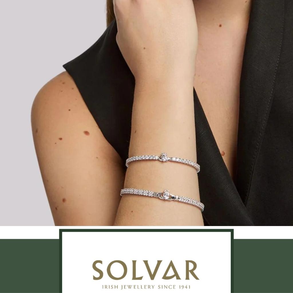 Sterling Silver CZ Claddagh Tennis Bracelet