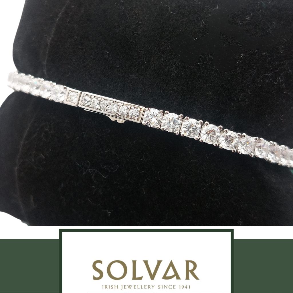 Sterling Silver CZ Claddagh Tennis Bracelet