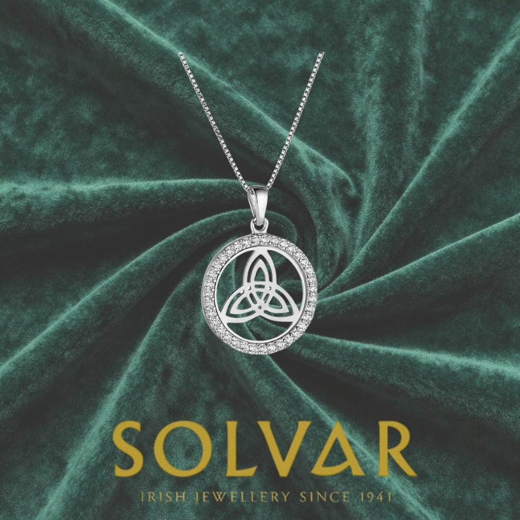 Sterling Silver CZ Round Trinity Knot Necklace