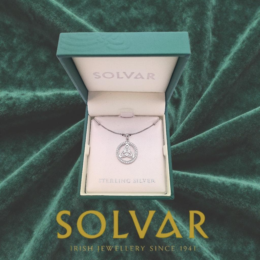Sterling Silver CZ Round Trinity Knot Necklace
