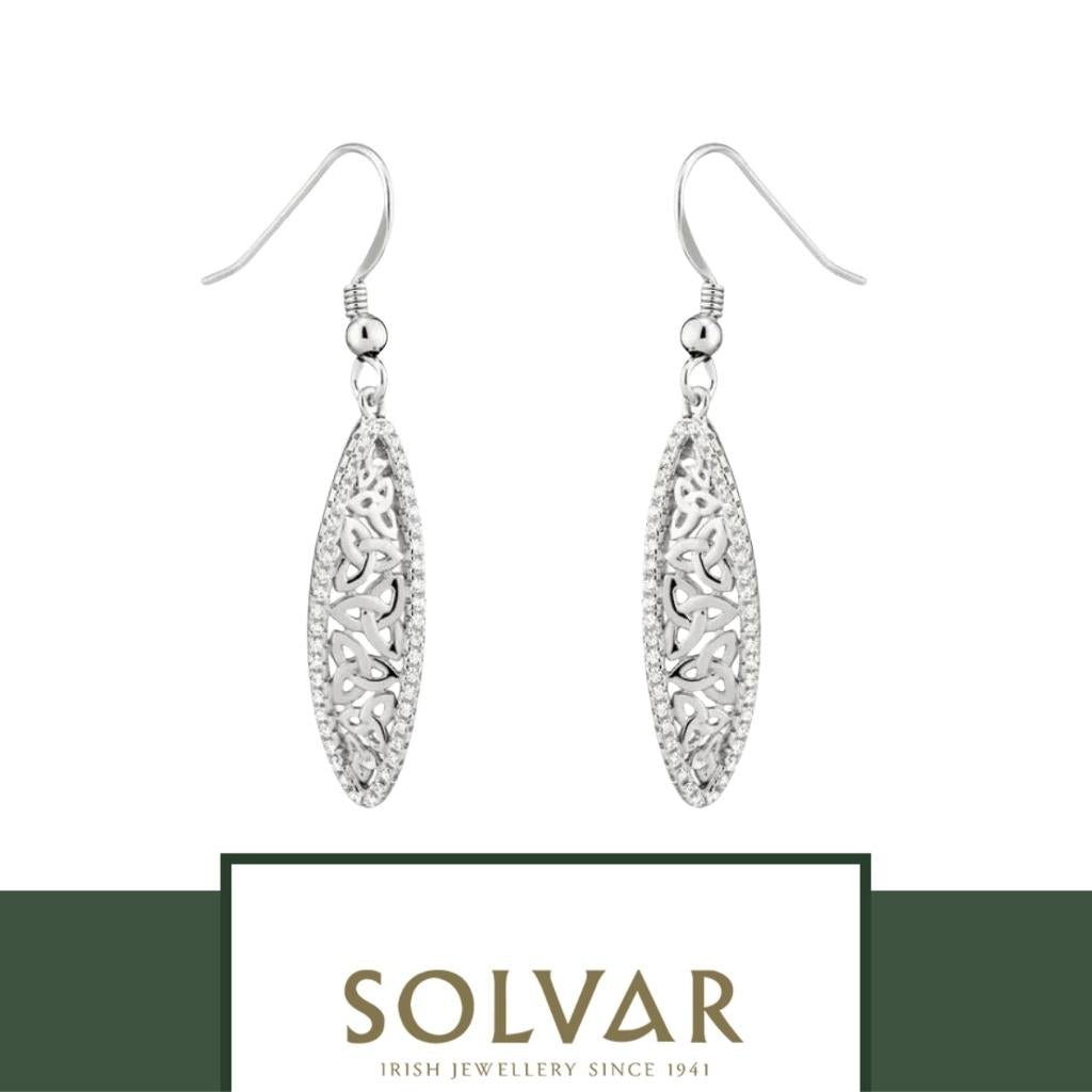 Sterling Silver CZ Trinity Knot Twist Earrings