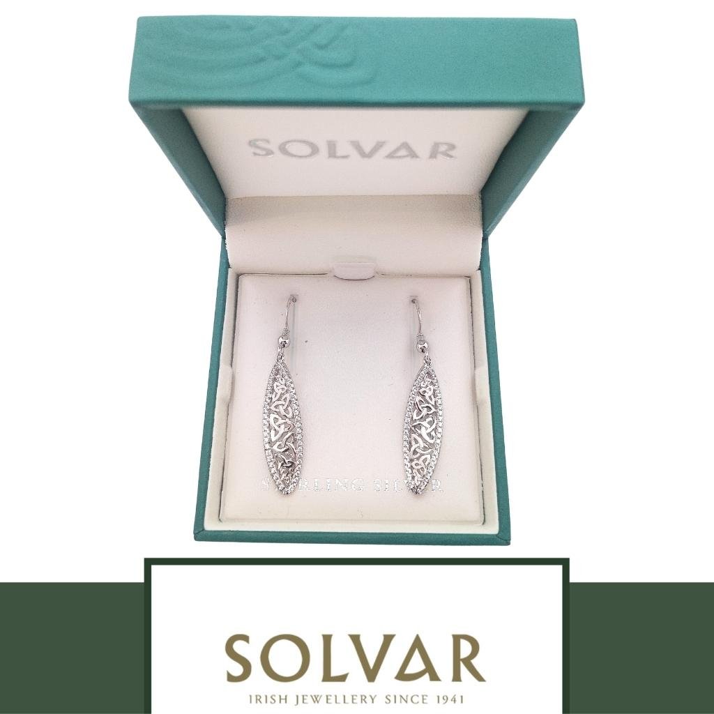 Sterling Silver CZ Trinity Knot Twist Earrings