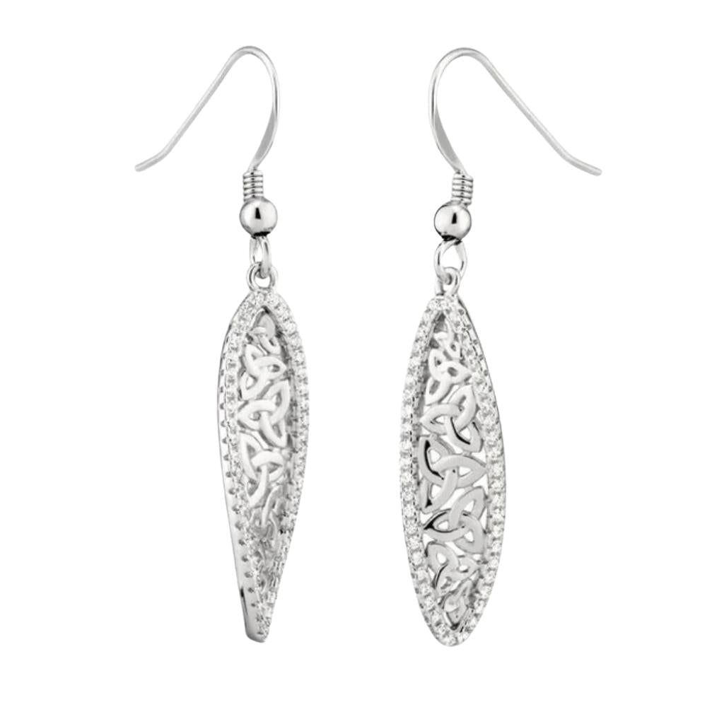 Sterling Silver CZ Trinity Knot Twist Earrings