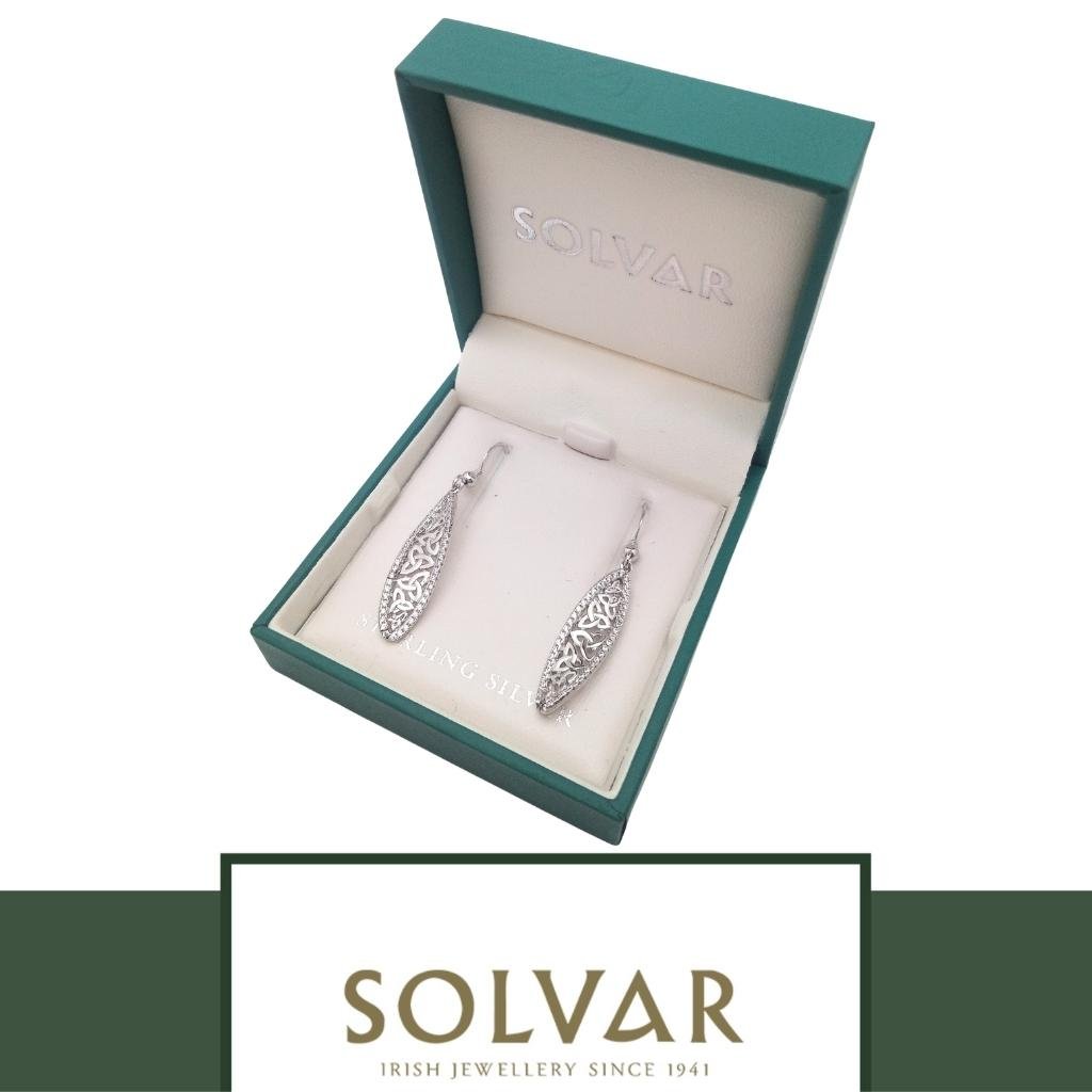 Sterling Silver CZ Trinity Knot Twist Earrings
