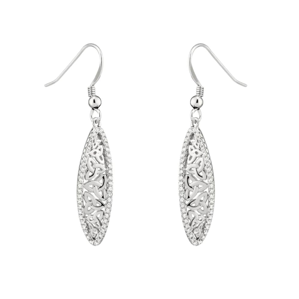 Sterling Silver CZ Trinity Knot Twist Earrings - The Celtic Gift Store - Earrings
