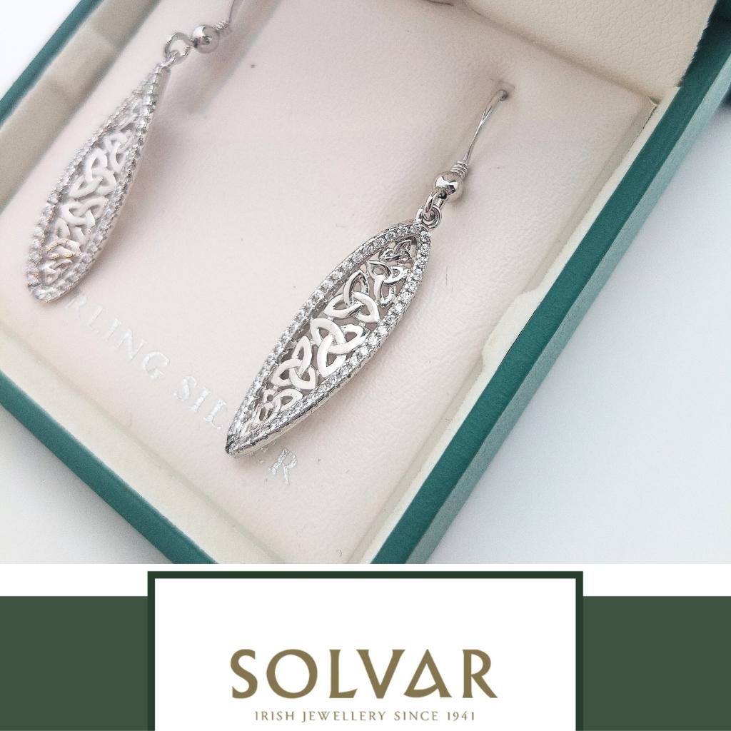 Sterling Silver CZ Trinity Knot Twist Earrings