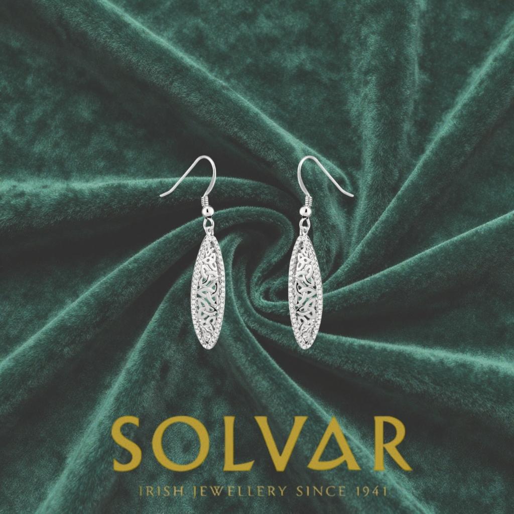 Sterling Silver CZ Trinity Knot Twist Earrings
