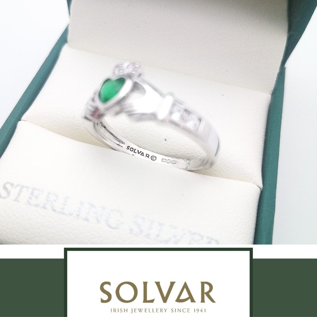 Sterling Silver Emerald Claddagh Ring