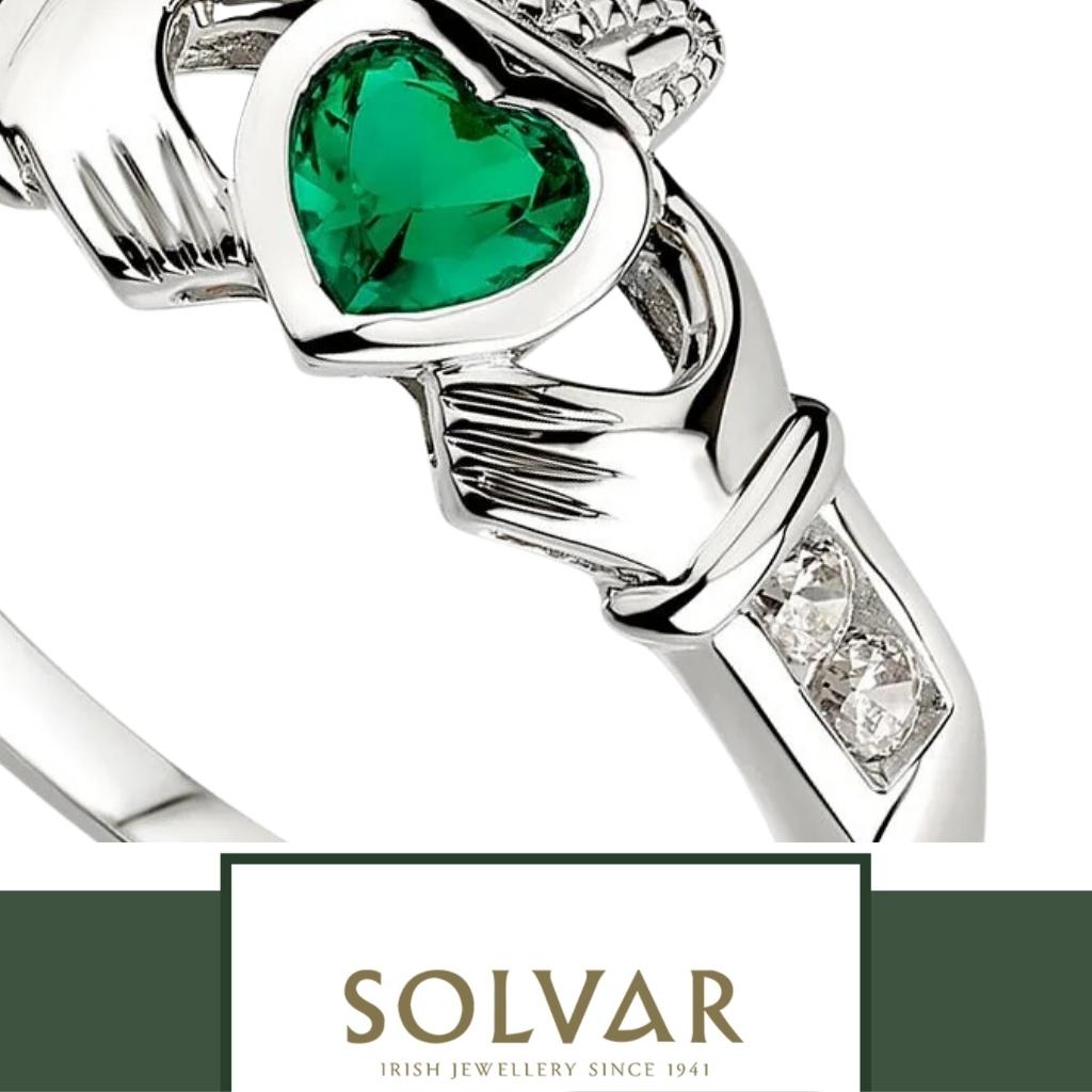 Sterling Silver Emerald Claddagh Ring