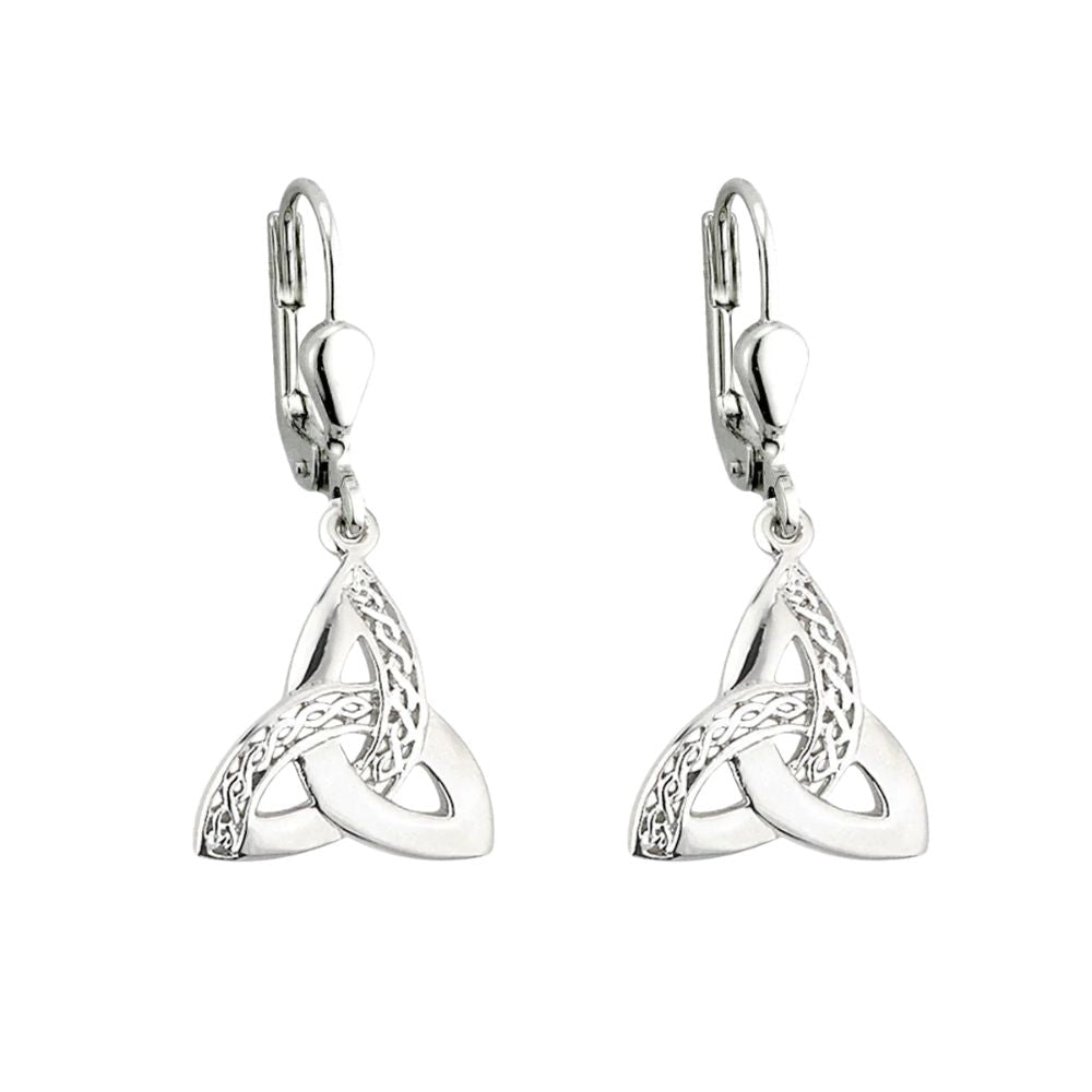 Sterling Silver Filigree Celtic Knot Trinity Drop Earrings