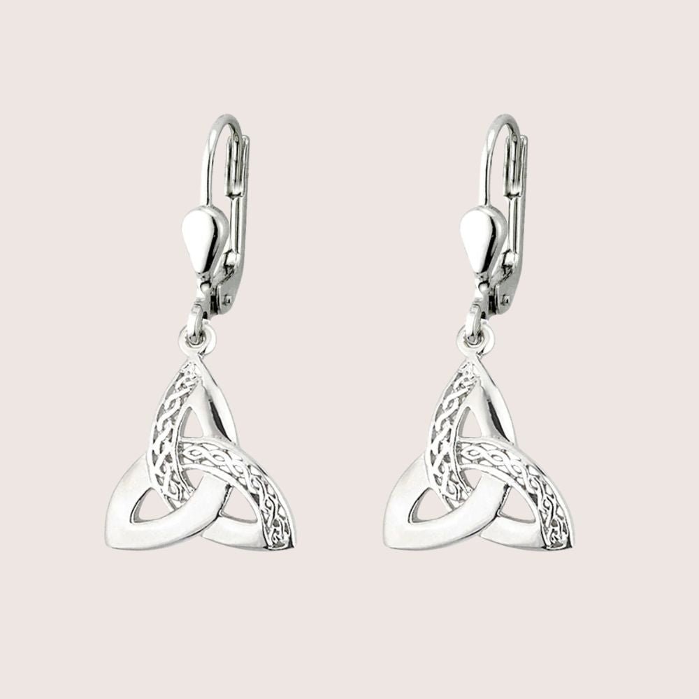 Sterling Silver Filigree Celtic Knot Trinity Drop Earrings