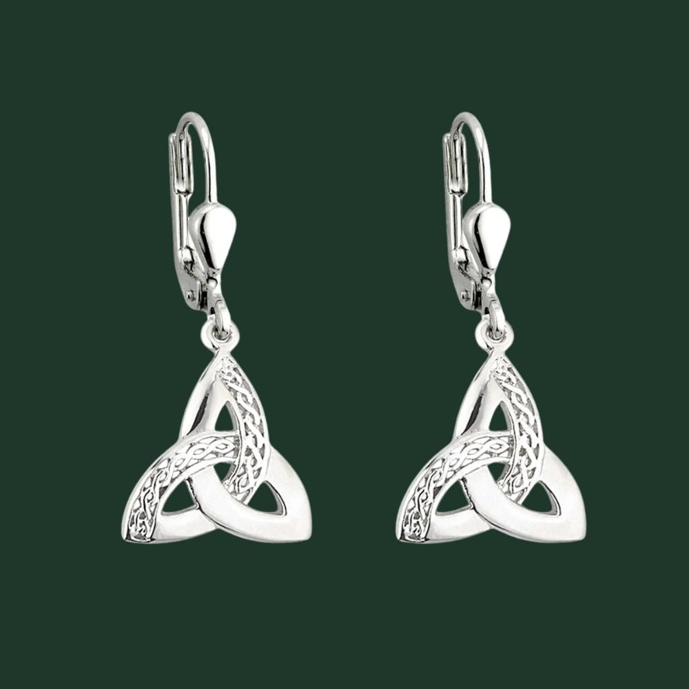 Sterling Silver Filigree Celtic Knot Trinity Drop Earrings