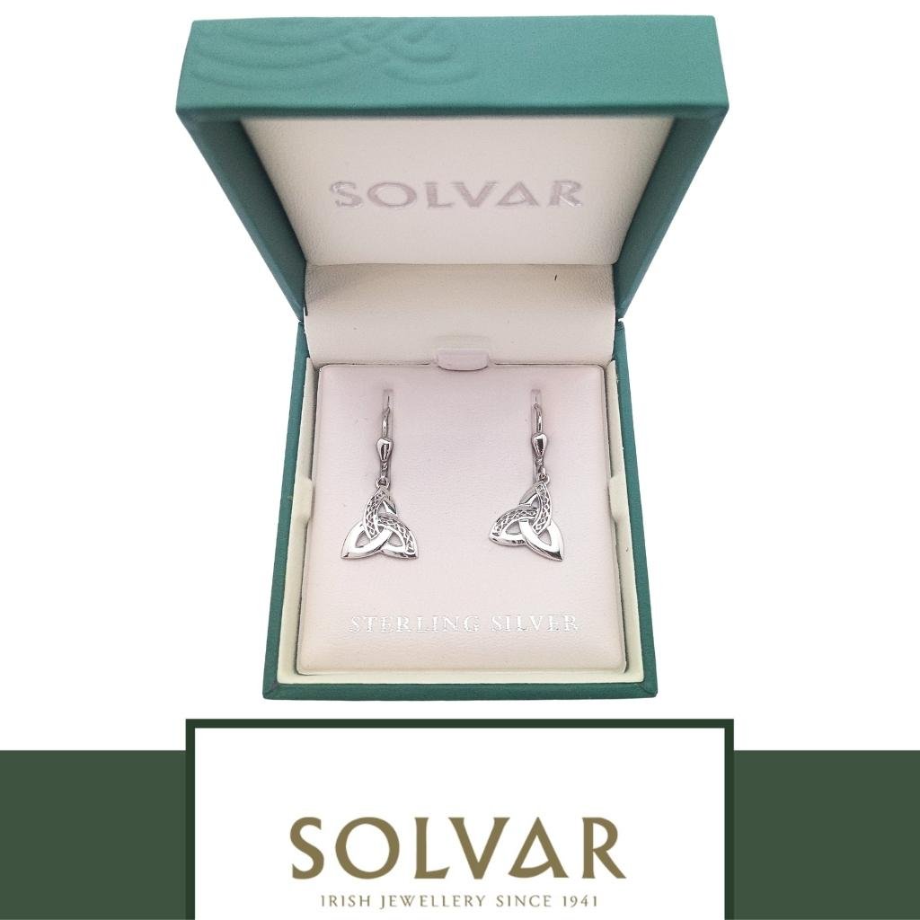 Sterling Silver Filigree Celtic Knot Trinity Drop Earrings