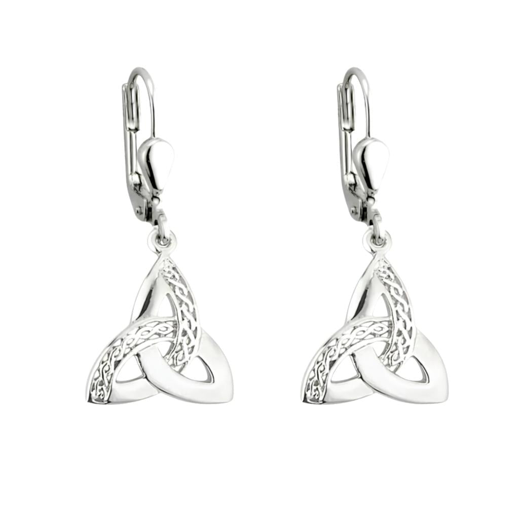 Sterling Silver Filigree Celtic Knot Trinity Drop Earrings