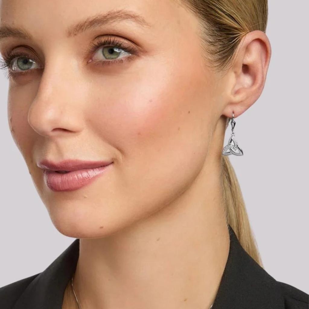 Sterling Silver Filigree Celtic Knot Trinity Drop Earrings