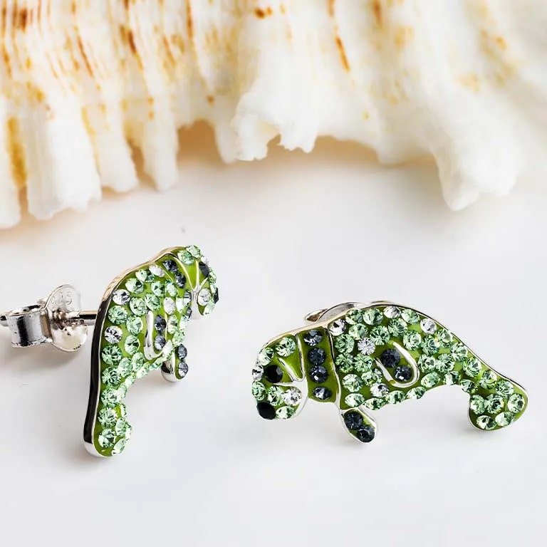 Sterling Silver Florida Manatee Earrings - The Celtic Gift Store - Jewelry